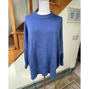 DUCCI Womens Size M Blue Oversized Dolman Sleeve Wool Blend Sweater Minimalistic